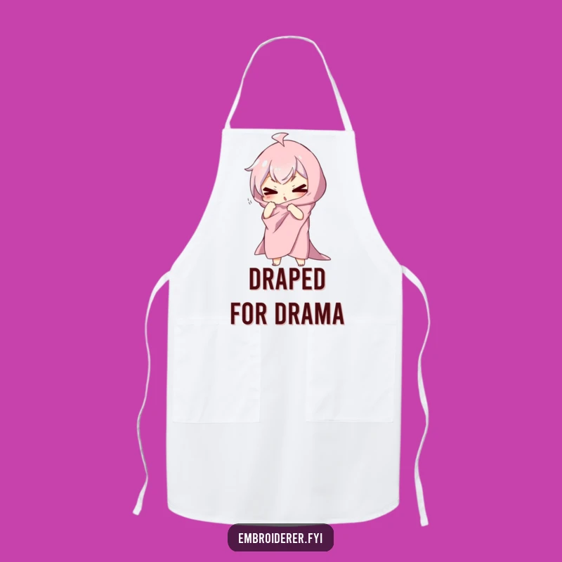 Funny Dramatic Pose Apron: Silly Fabric Character Kitchen Wear for Fun