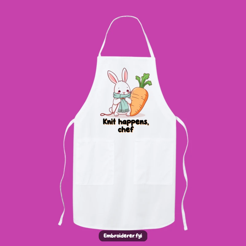 Funny Rabbit Knitting Carrot Scarf Apron: Get Crafty in the Kitchen With Humor