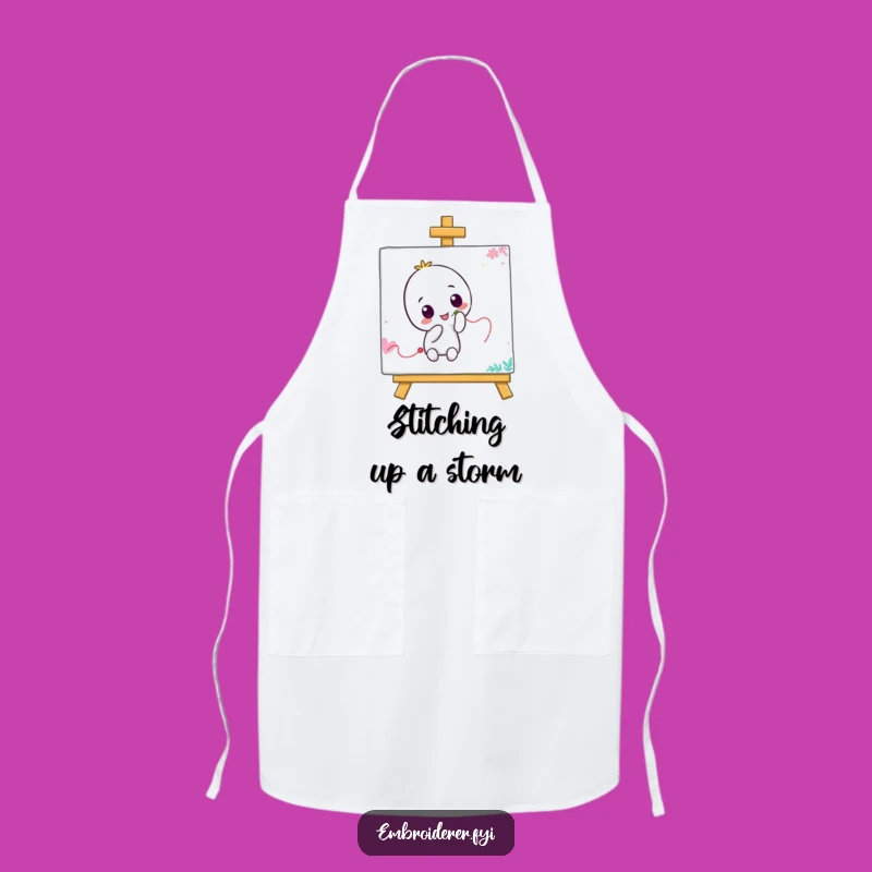 Funny Wobbly Stitch Apron - Playful Artist Chef's Wear for Fun
