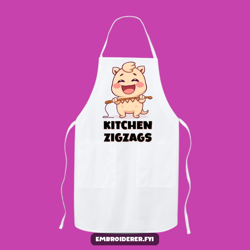 Funny Zig-Zag Stitch Apron - Comical Chef's Wear for Creative Fun