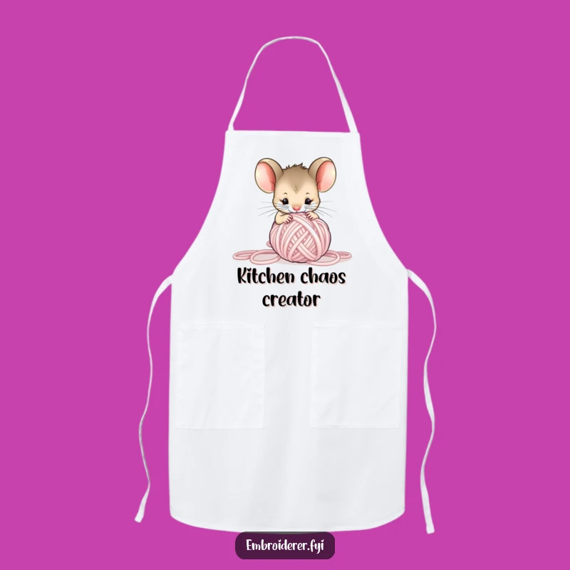 Funny Mouse Yarn Apron: Hilarious Kitchen Wear for Crafty Cooks