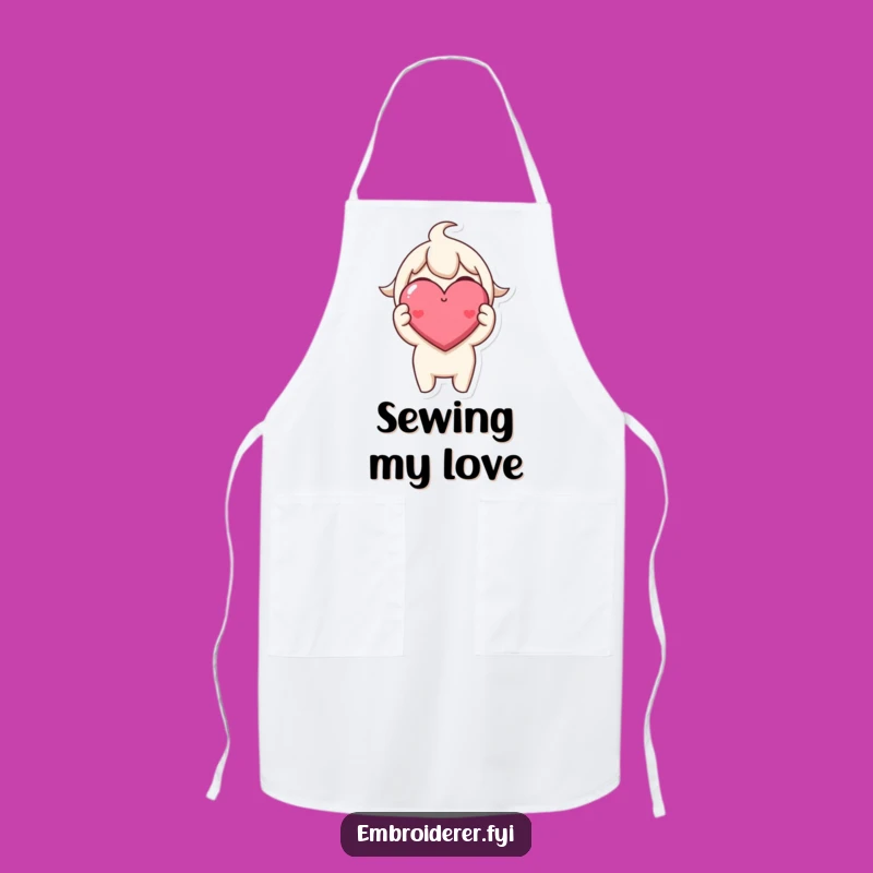 Funny Heart Stitch Apron - Cook with Love & Laughs!