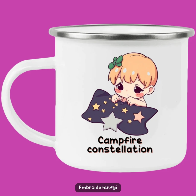 Funny Star Stitcher Camping Mug: Cosmic Companion for Your Brew