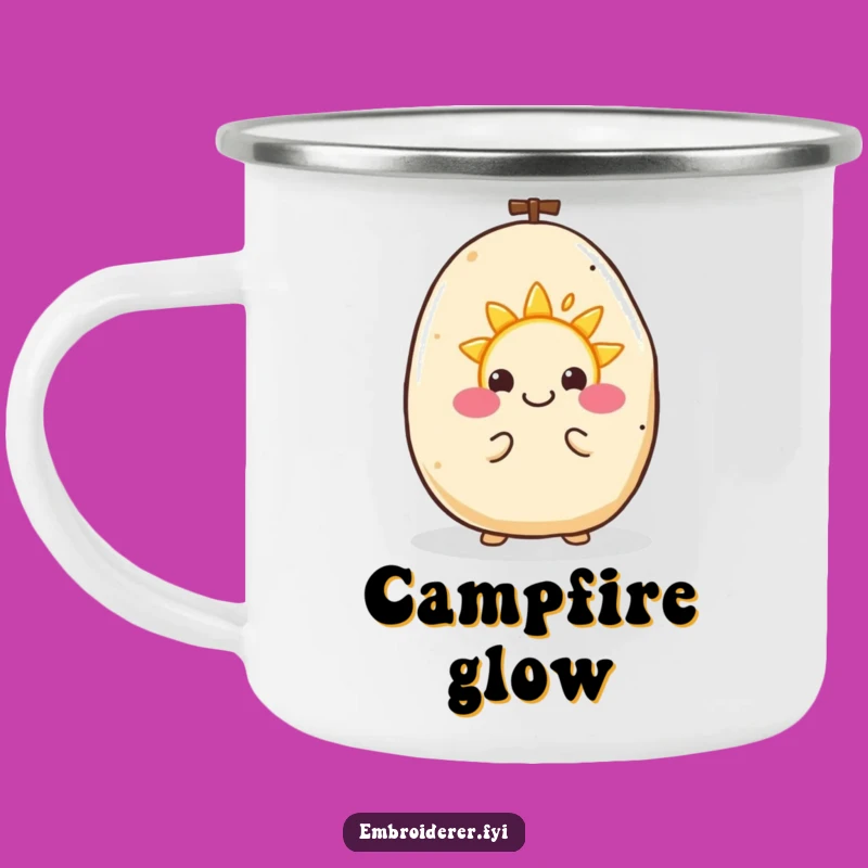 Funny Happy Potato Campfire Embroidery Mug: Cheerful Outdoor Gear for Sunny Days