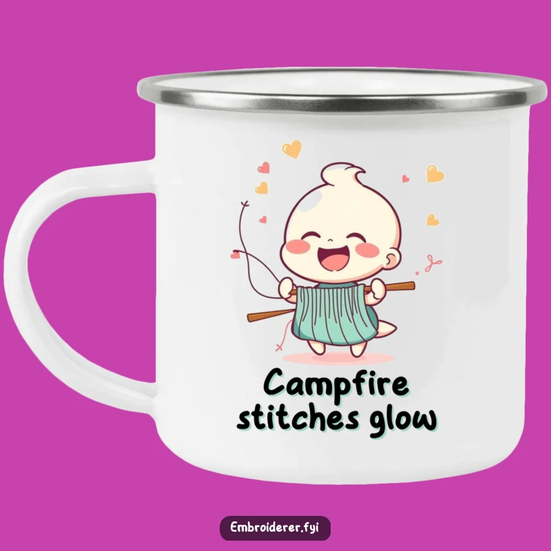 Funny Sewing Camping Mug: Cheerful Laughing Stitcher's Speed Outdoor Gift