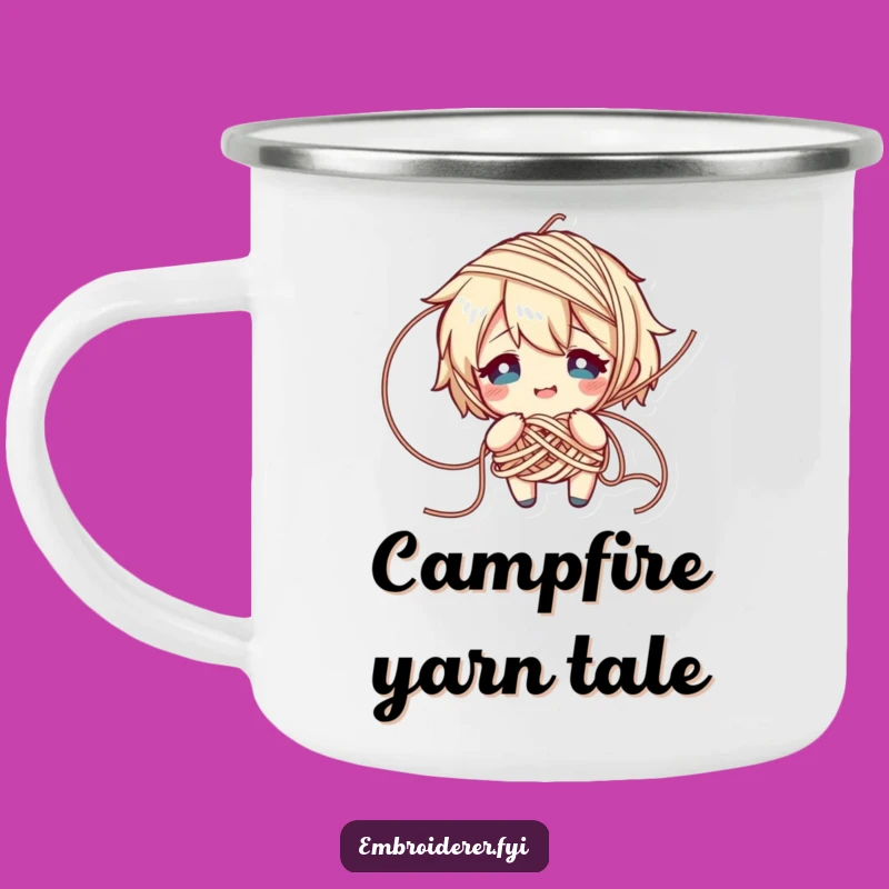 Funny Yarn Tangle Camping Mug: Flustered Knitter for Outdoor Crafts