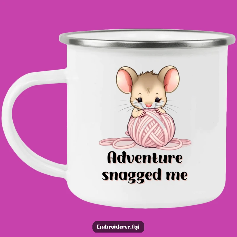 Funny Mouse Yarn Camping Mug: Hilarious & Durable for Crafty Campers