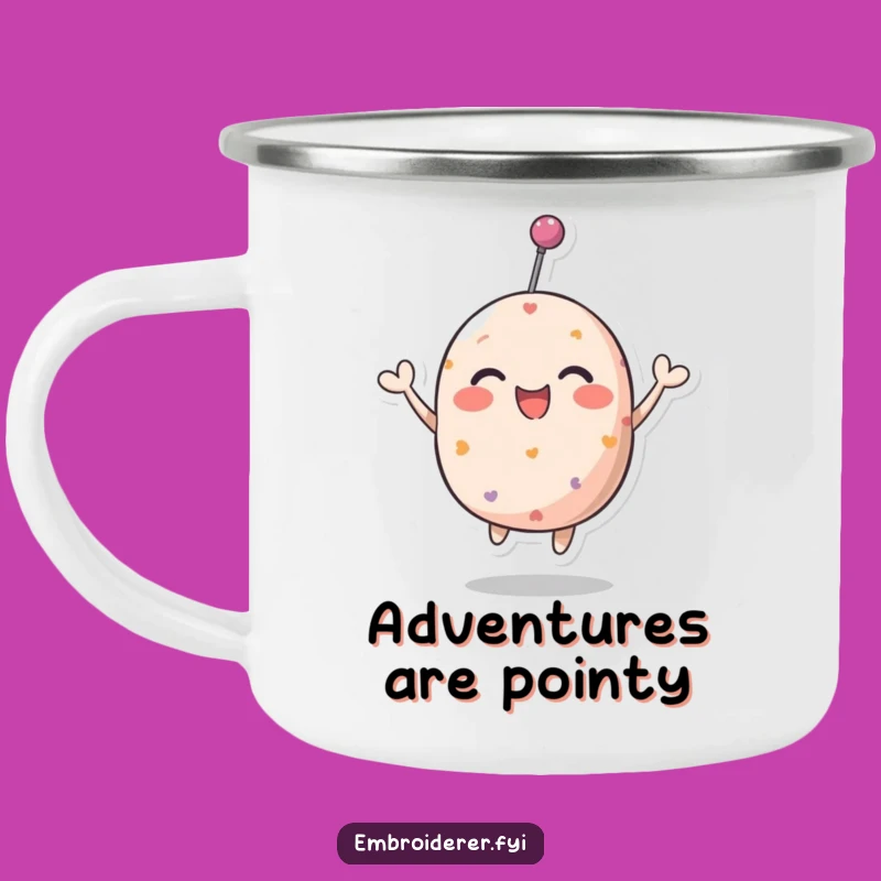 Funny Pincushion Bounce Camping Mug: Sip Your Joy Outdoors!