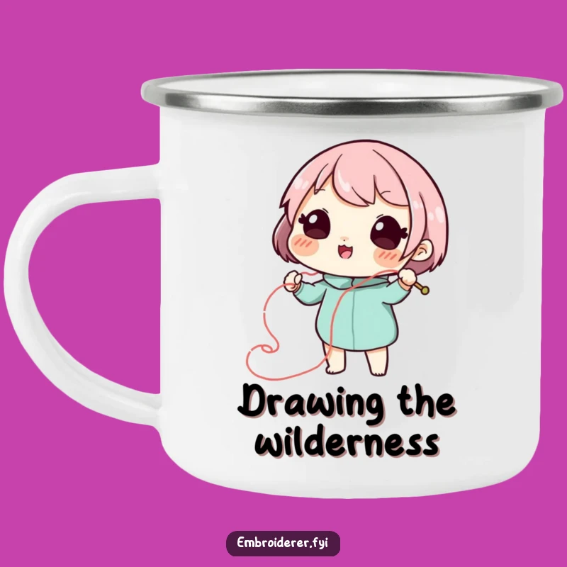 Funny Stitch Artist Camping Mug - Playful Swirl Creator, Outdoor Craft Gift