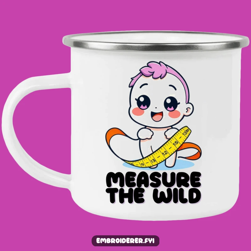 Funny Measuring Character Camping Mug: Crafting Precision Outdoors!