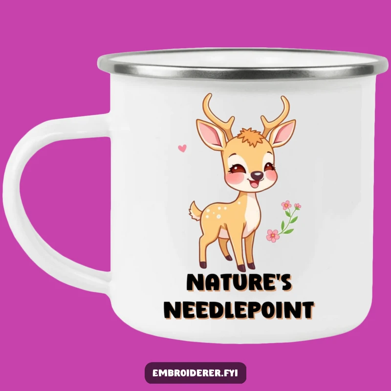 Funny Deer Camping Mug: Enjoy Outdoors Admiring Embroidery, Perfect Camp Gift