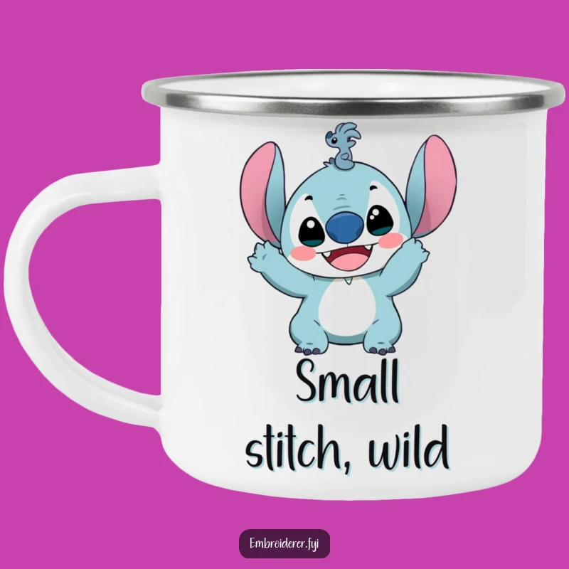 Funny Tiny Stitch Camping Mug: Delighted Crafter for Outdoor Sewing