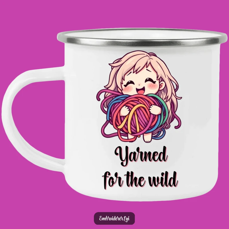 Funny Yarn Tangled Camping Mug: Happy Crafter Drinkware