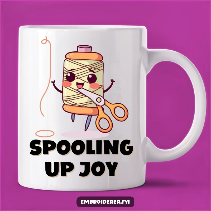 Funny Dancing Spool & Scissors Mug: Hilarious Gift for Sewists