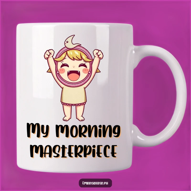 Funny Embroidered Patch Mug: Victorious Crafter Art, Proud Stitcher's Perfect Gift