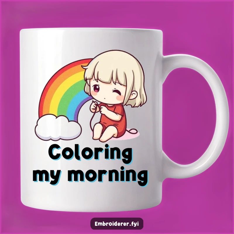 Funny Stitching Rainbow Mug: Creative Craft Art Gift, Vibrant Color Lover's Delight