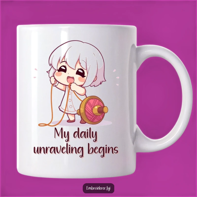 Funny Thread Puller Mug: Hilarious Hobbyist Design, Perfect Gift for Crafters
