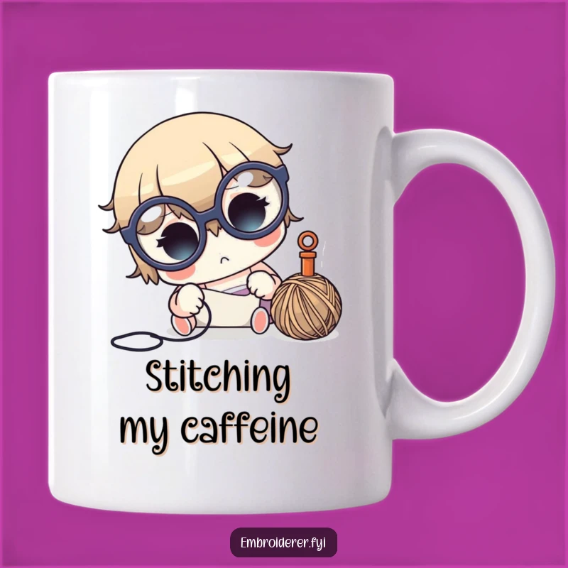Funny Crafter Mug - Focused Glasses Character, Perfect Sewing Gift