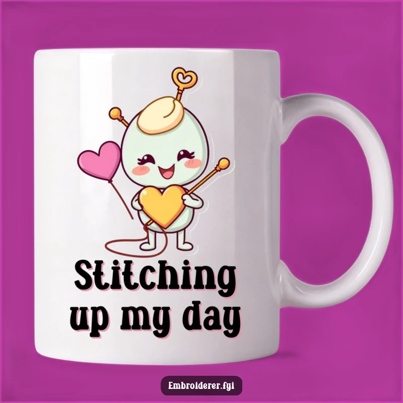 Funny Stitching Needle Heart Mug: Perfect Gift for Crafters & Sewists