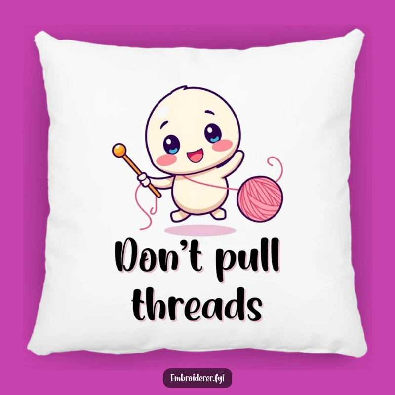 Funny Seamstress Pillow: Thread Chasing Cushion, Comfy Crafter Gift