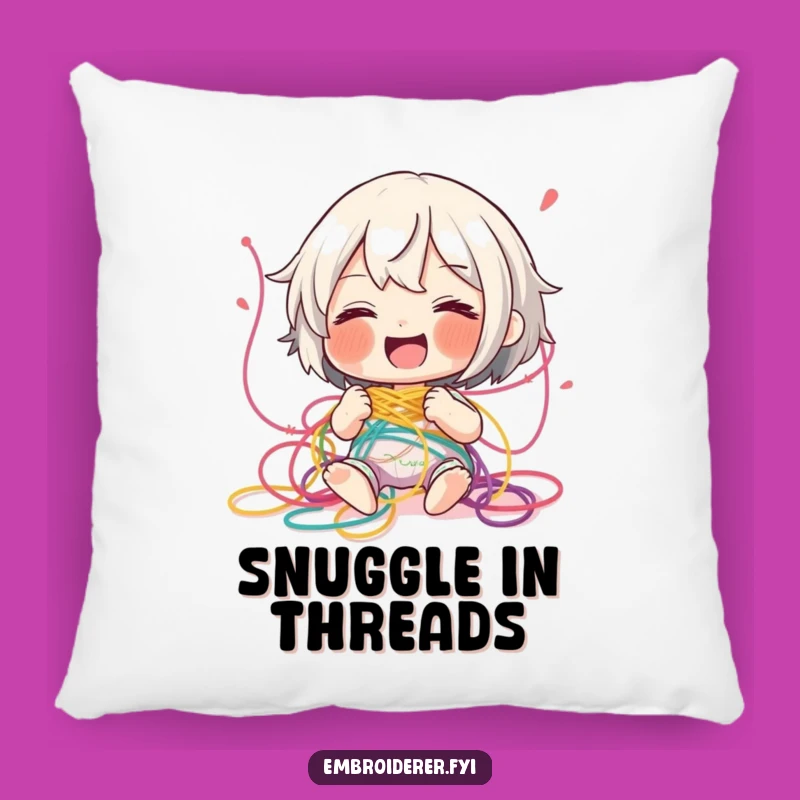 Funny Giggling Thread Pillow: Soft Tangled Crafter Cushion, Hilarious Stitcher's Gift