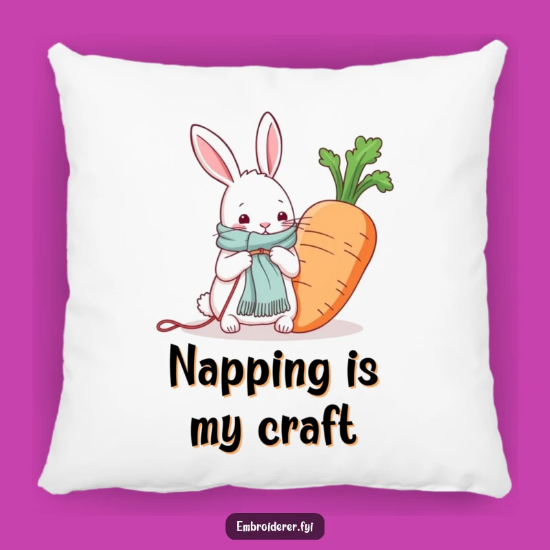 Funny Rabbit Knitting Carrot Scarf Pillow: Snuggle Up With Whimsical Comfort