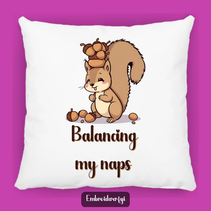 Funny Squirrel Acorn Tower Pillow: Snuggle Up With Focused Comfort
