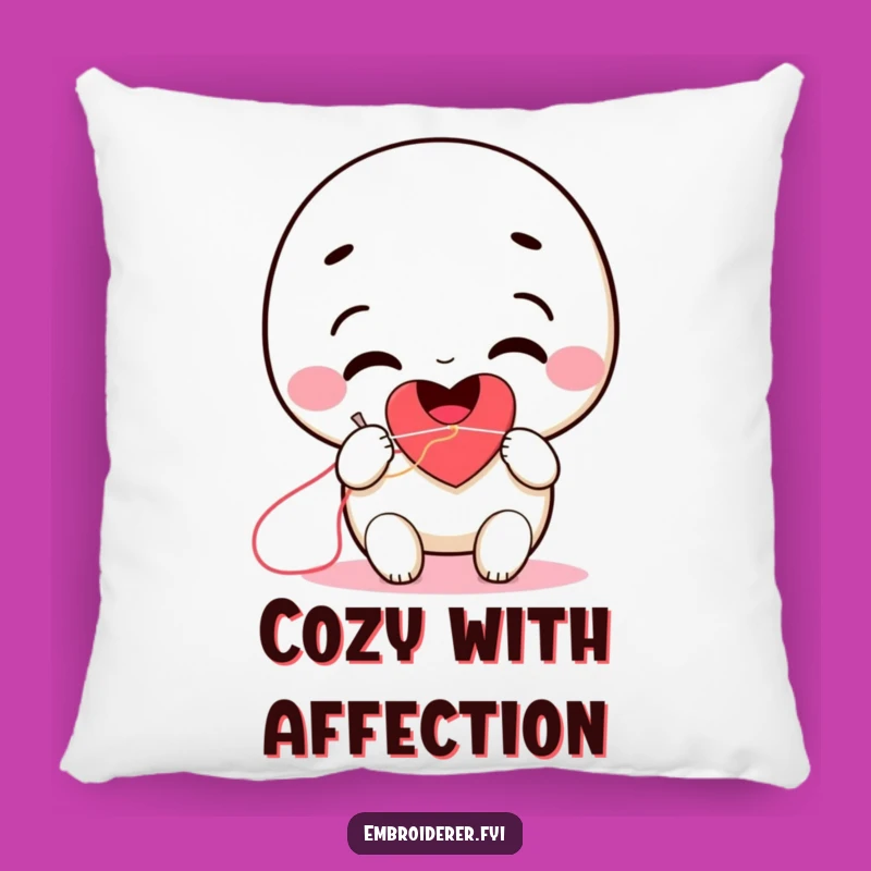 Funny Stitching Heart Pillow: Smiling Crafter Accent Cushion Gift