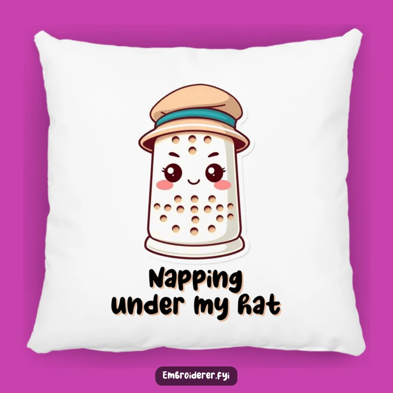 Funny Thimble Hat Pillow: Cozy Comfort for Determined Crafters - Gift