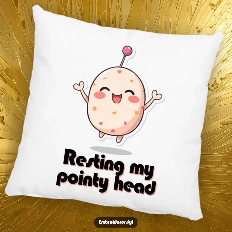Funny pincushion pillow with a soft texture and a cute character joyfully bouncing, perfect for any couch.