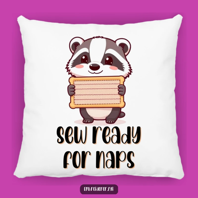 Funny Badger Stitch Pillow: Soft & Hilarious Comfort for Proud Crafters
