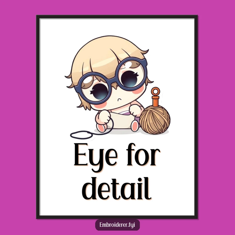 Funny Crafter Digital Art - Focused Glasses Character Print, Instant Sewing Gift