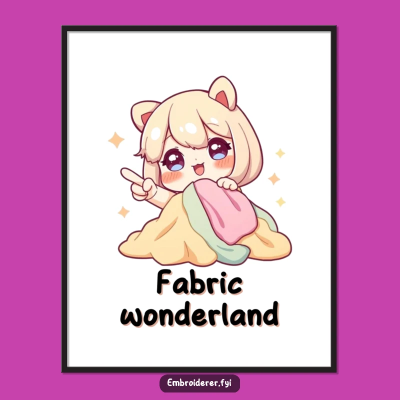 Funny Fabric Lover Digital Art: Excited Crafter Print for Decor