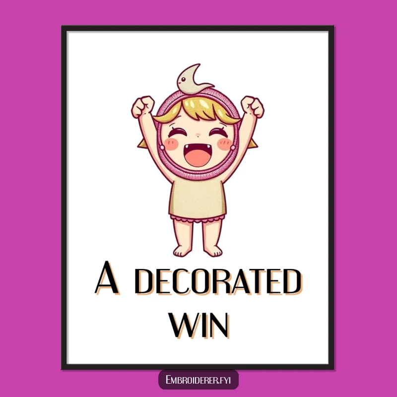 Funny Embroidered Patch Digital Art: Victorious Crafter Print, Instant Download Proud Decor