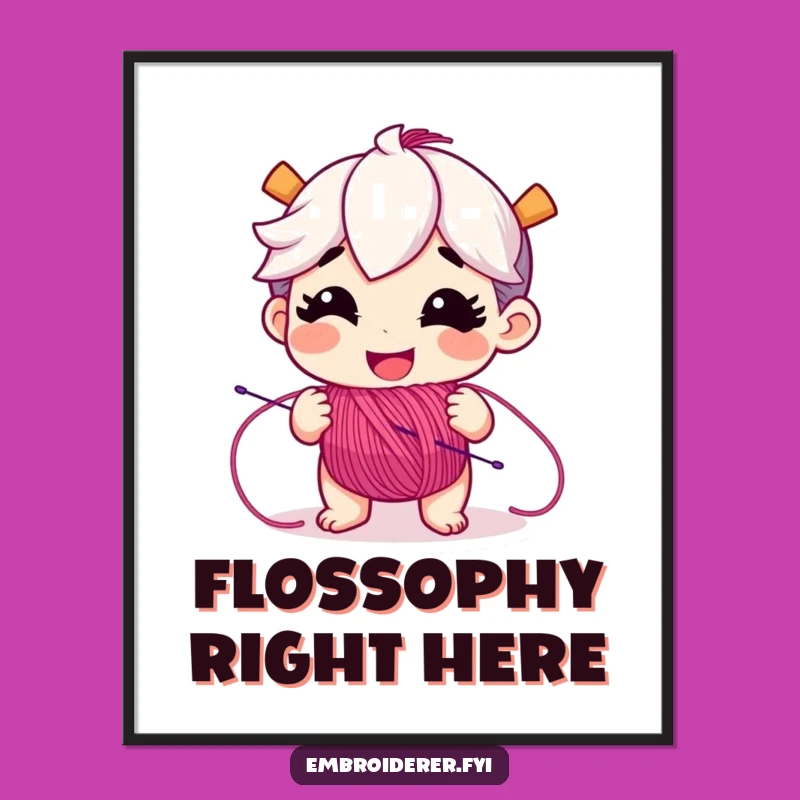 Funny Playful Floss Character Digital Art: Hilarious Crafty Wall Decor!