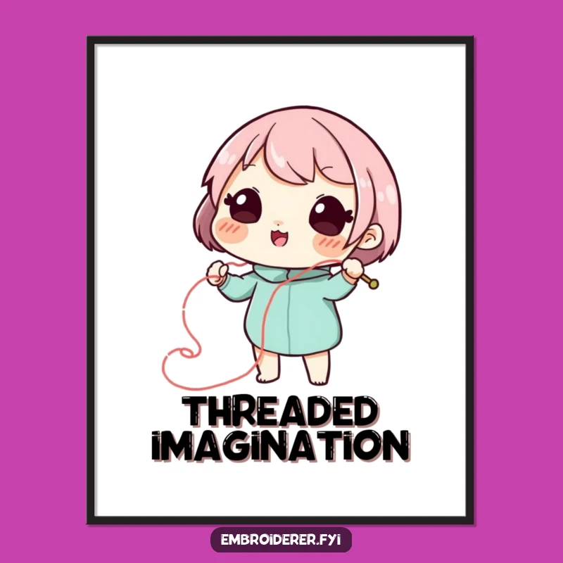 Funny Stitch Artist Digital Art - Playful Swirl Creator Print, Instant Craft Gift