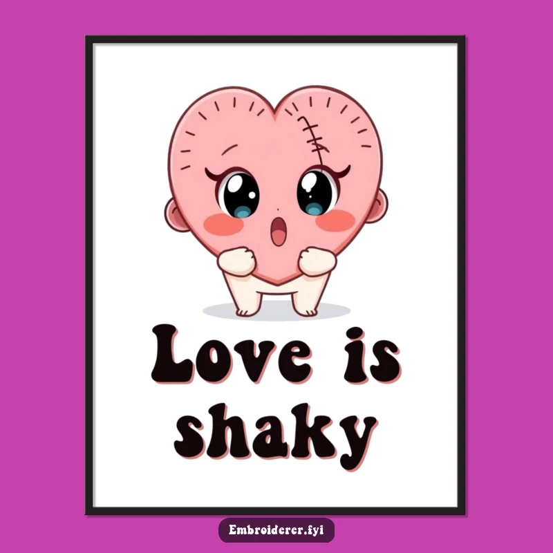 Funny Stitch Fail Digital Print: Surprised Crafter Heart Art