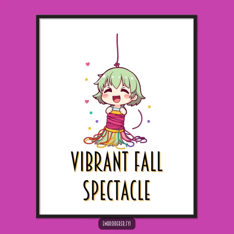 Funny Thread Cascade Digital Art: Instant Download of Colorful Cheer