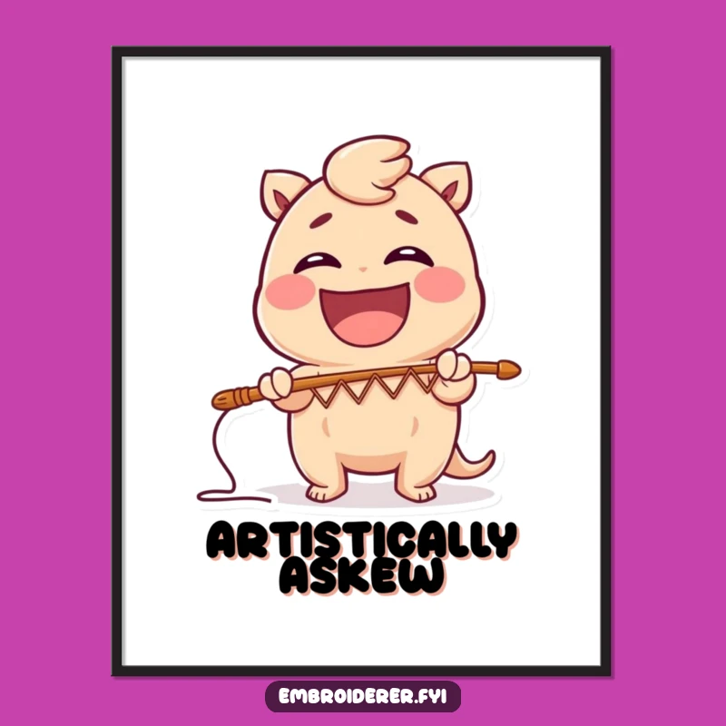 Funny Zig-Zag Stitch Digital Art - Comical Wall Decor for Lively Spaces