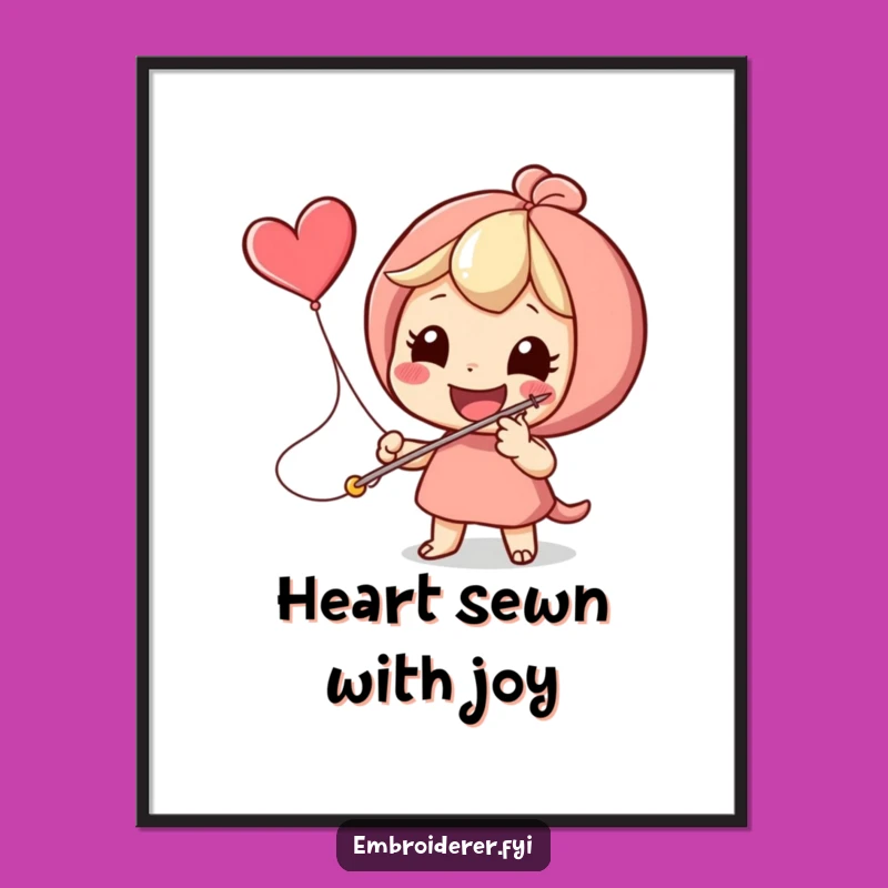 Funny Heart Stitcher Digital Art - Instant Whimsical Wall Decor