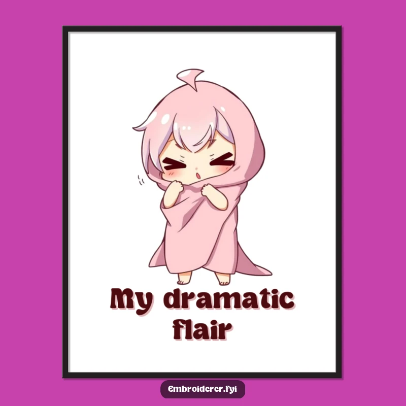 Funny Dramatic Pose Digital Art: Silly Fabric Character Print for Decor