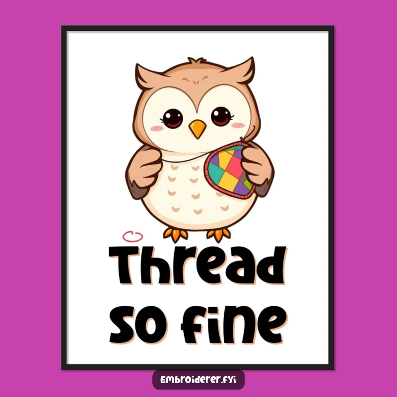 Funny Owl Stitching Digital Art: Frame Crafty Humor - Instant Gift Download!