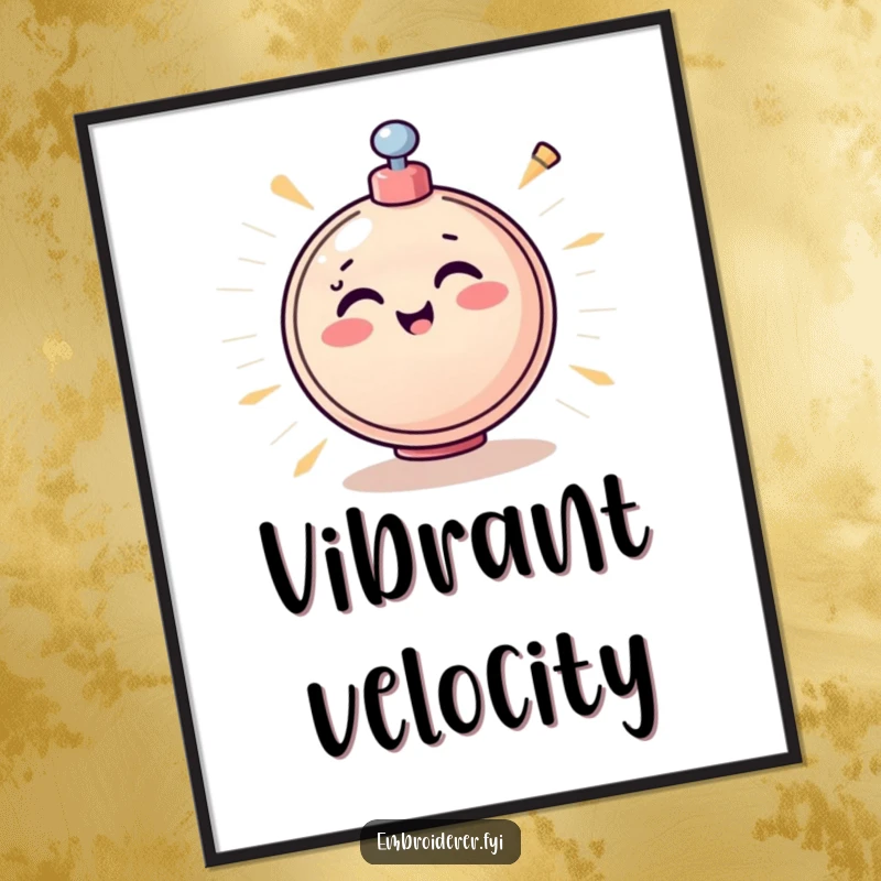 Funny Bobbin Digital Art Print of a cheerful bobbin spinning rapidly, full of sewing excitement and energy.