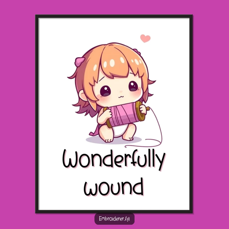 Funny Curious Thread Digital Art: Wonder-Filled Crafty Wall Decor!