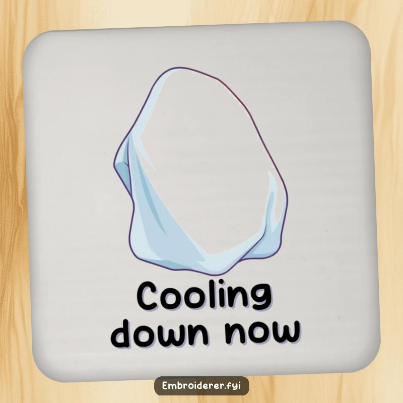 Funny Iron Drink Coaster showing a contented iron smoothing fabric, offering stylish protection with household humor.