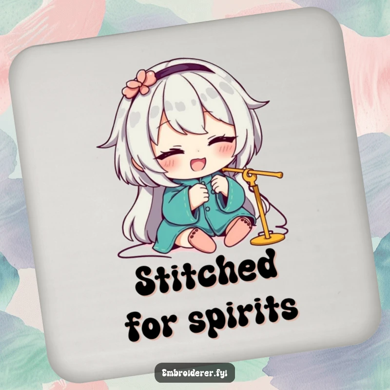 Funny Drink Coasters depicting a character winking while threading a needle, adding humorous protection to tables.