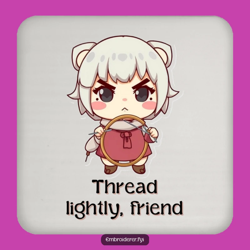 Funny Determined Stitcher Coaster Set: Protect Surfaces with Hilarious Crafty Charm