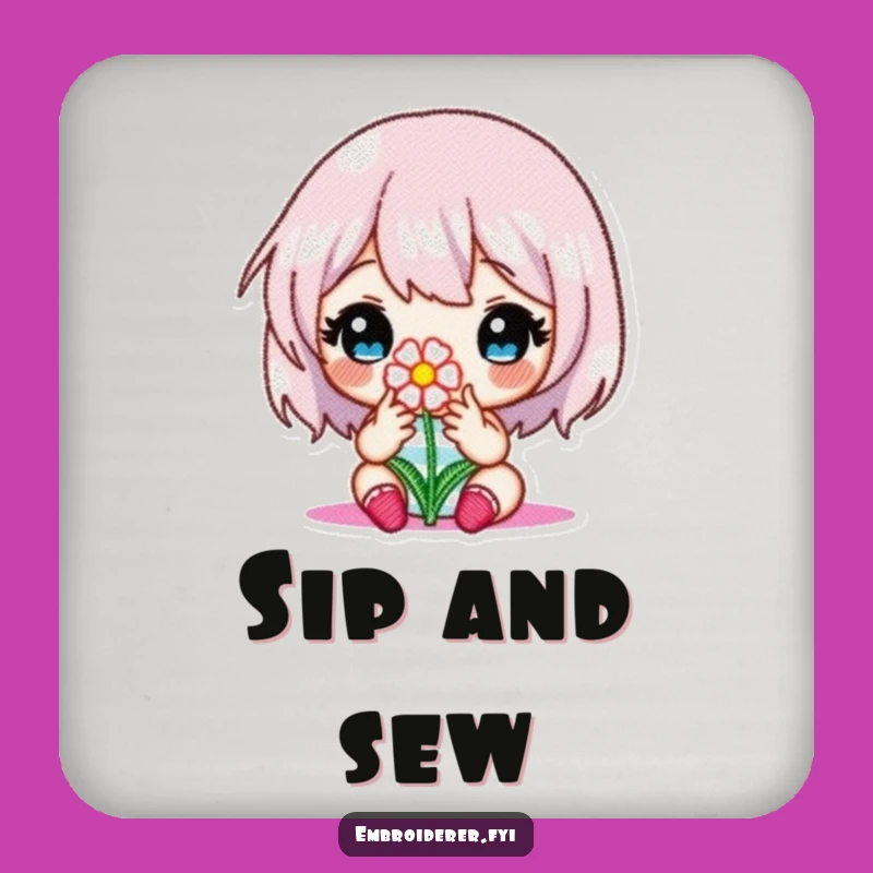 Funny Embroiderer Coaster Set: Protect Surfaces with Crafty Focus!