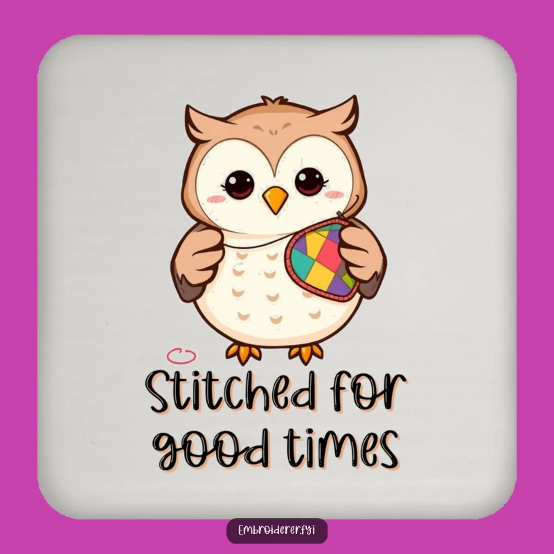 Funny Owl Stitching Coaster: Protect Surfaces with Crafty Humor - Unique Gift!