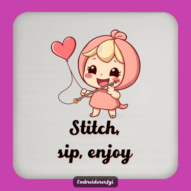 Funny Stitching Heart Coaster - Protect Surfaces with Crafty Love